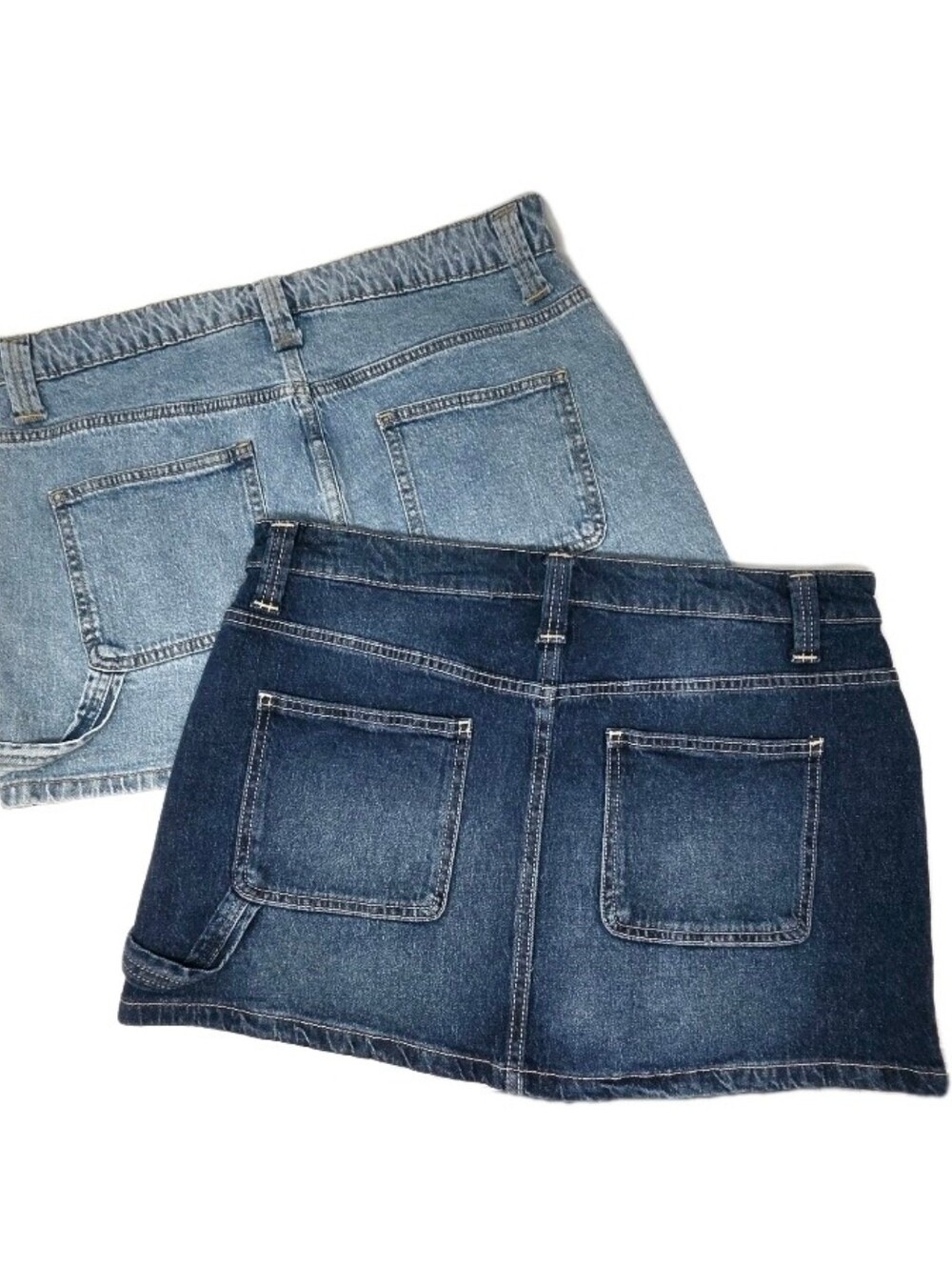 No Boundaries 2-pack Mini Micro Denim Carpenter Skirts Women's Size M (8-10) - Picture 6 of 9